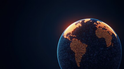Poster - Illuminated Digital Globe with Data Patterns on Dark Background