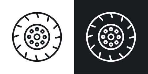 Wall Mural - Tire icons in black and white liner strokes for web design.