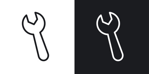 Wall Mural - Wrench icons in black and white liner strokes for web design.