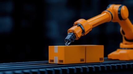 Poster - Robotic Arm Handling Package in Modern Warehouse Environment