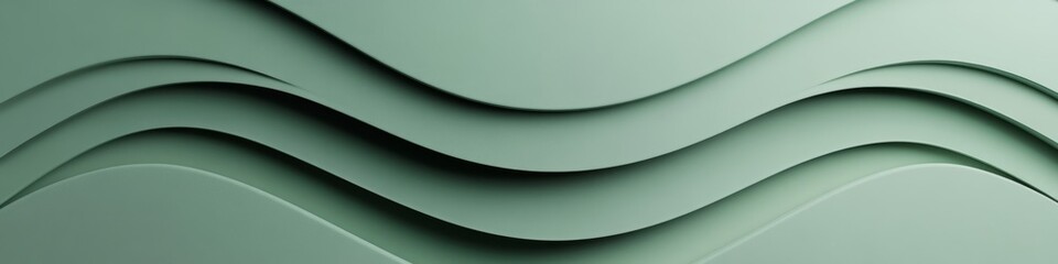 Poster - Seamless 3D Monochromatic Pale Mint Green Wave Pattern. Minimal, Delicate Abstract Design Background