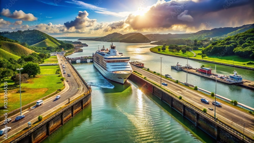 Panama Canal Miraflores Locks Cruise Ship Arrival - Majestic Ocean ...