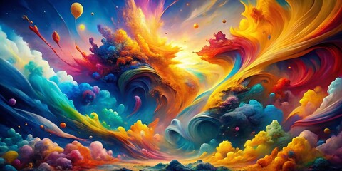 Aufkleber - Panoramic Abstract Art: Exploding Colors, Vivid Spectrum, Dynamic Hues