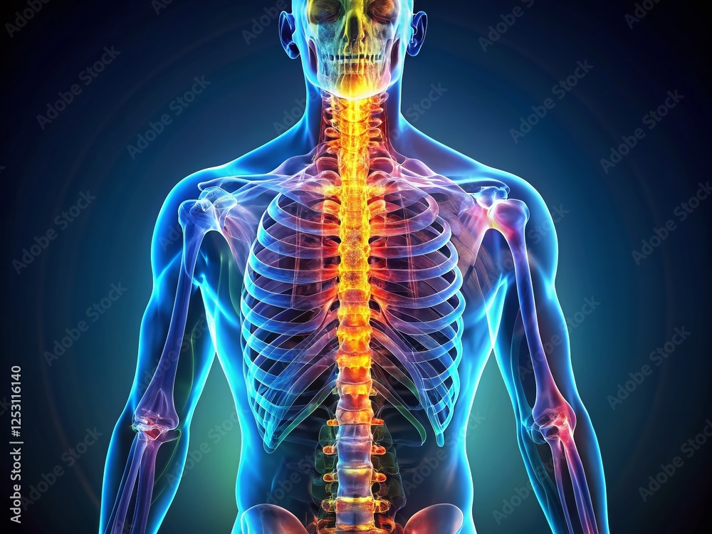 Panoramic X-Ray Image of Human Spine, Vertebrae, and Spinal Column ...