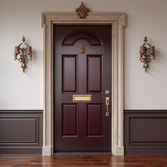 Wall Mural - A door shape dark cherry chocolate on plain white background