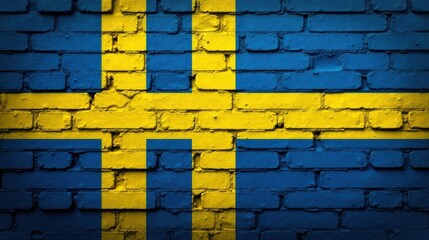 Aufkleber - A painted flag on a brick wall, a textured backdrop for design projects