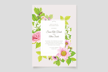 Wall Mural - watercolor floral summer wedding invitation card set