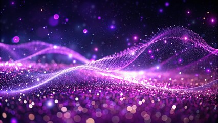 Aufkleber - Purple Particle Wave: Futuristic Abstract Background with Shimmering Stars