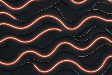 Poster - Dynamic neon wave patterns create a bold and futuristic design on a textured black background