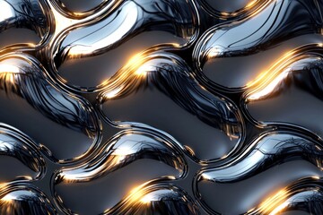 Poster - Seamless chrome and steel texture pattern with glowing edges for an industrial aesthetic