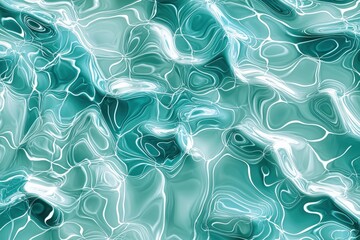 Poster - Seamless pattern of rippling water textures in serene aqua and teal shades for calming designs