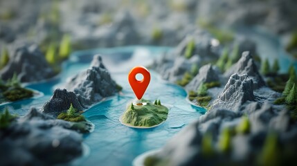 Aufkleber - Aerial landscape view of a remote rugged mountainous island with winding waterways and intricate topography