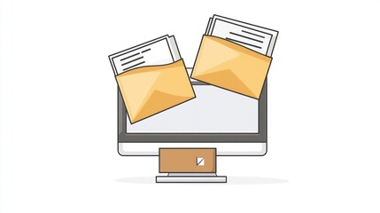 Poster - Digital Documents, Sending Files, Computer Screen, Online Transfer