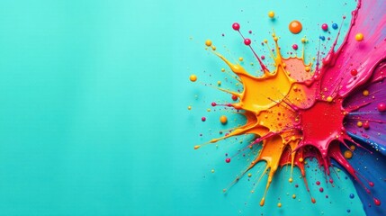 Aufkleber - Vibrant Hues Explode in a Dynamic Colorful Splash on a Teal Background