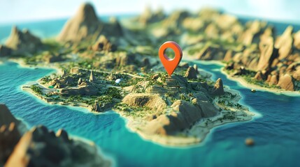 Aufkleber - Aerial Panoramic View of Lush Unspoiled Tropical Island with Dramatic Cliffs Turquoise Ocean and Scenic Coastline   Idyllic Remote Paradise for Adventure and