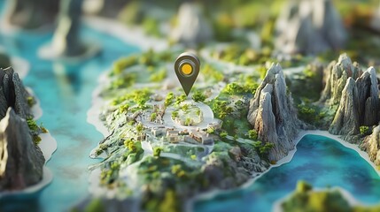 Aufkleber - Aerial perspective of towering mountain peaks rugged cliffs and dramatic rock formations in a pristine untouched wilderness landscape