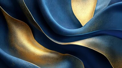Poster - Exploring the elegance of rich blue and gold drapery in creative textile design. Generative AI