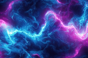Poster - Swirling plasma textures in vibrant blue and purple tones create bold energy effects in a futuristic abstract pattern
