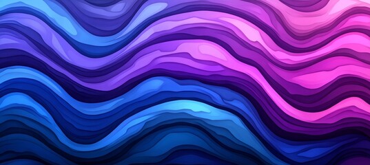 Poster - Abstract Background, Layered Wavy Lines Gradient, Royal Blue to Magenta, Vector Art, High Contrast