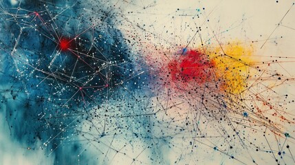 Canvas Print - Abstract Colorful Constellation: A Network of Interconnected Points and Hues