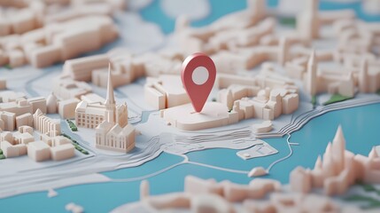 Poster - Aerial view of a detailed scale model of a city showcasing various urban planning and development concepts including architecture infrastructure transportation