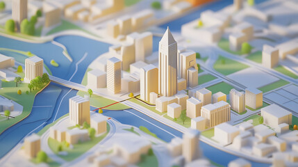 Poster - Aerial view of a dynamic modern city skyline featuring a dense arrangement of skyscrapers high rise office buildings and commercial real estate development in an urban landscape