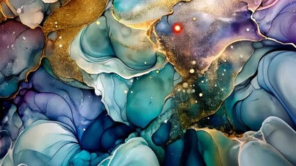 Poster - Vibrant abstract art showcasing fluid patterns and shimmering colors inspired by cosmic themes. Generative AI