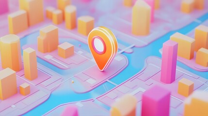 Aufkleber - Aerial view of a futuristic 3D geometric city skyline with colorful cubes abstract buildings and a modern architectural design  The image represents the concept of smart city development