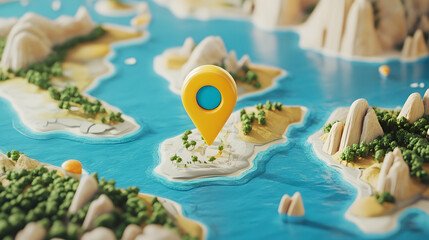 Aufkleber - Aerial view of a lush tropical island paradise with a stunning coastline diverse terrain and inviting turquoise waters  This remote and untouched destination is perfect for an idyllic vacation escape
