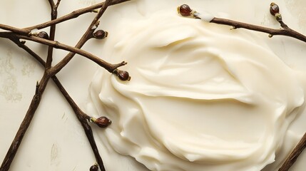 Aufkleber - and Minimalist Image of Delicate Cream Colored Branches with Soft Wispy Texture and Organic Abstract Design Suitable for Nature Beauty and Decor Concepts
