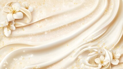 Aufkleber - Beautifully crafted abstract image showcasing a dreamlike cascade of creamy flowing waves and swirls in a soothing harmonious color palette