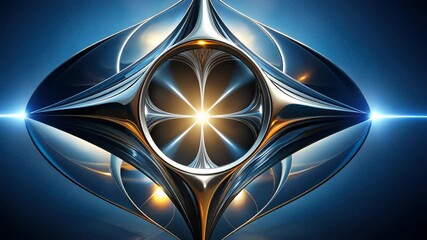 Poster - Explore the futuristic beauty of metallic shapes and luminous patterns in a mesmerizing digital creation. Generative AI