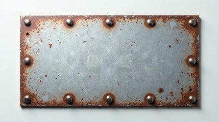 Poster - Rustic Metal Plate with Rivets A Weathered Industrial Design Element for Vintage Projects
