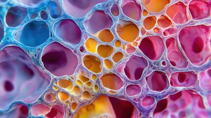 Poster - Colorful Abstract Patterns of Bubbles and Cells in Bright Hues