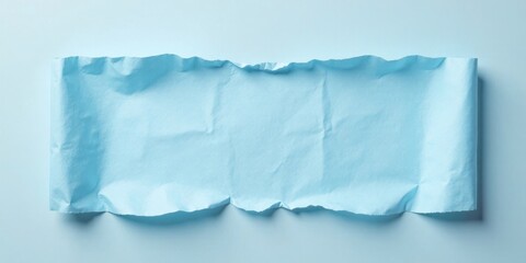 Aufkleber - A Pale Blue Wrinkled Paper Banner, Partially Rolled, Offers a Blank Space for Your Message