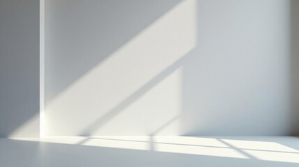 Aufkleber - Sunlit Interior Minimalist Room Scene with Light and Shadow Play on Walls and Floor