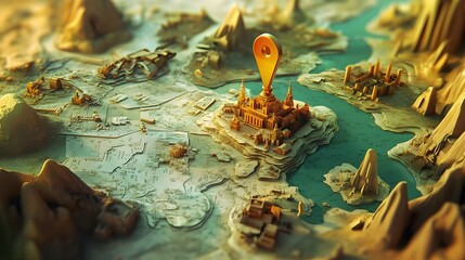 Aufkleber - Fantastical Realm Enchanting medieval fantasy landscape with a mystical castle winding river and majestic mountains in the distance