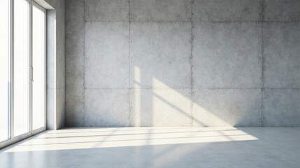 Aufkleber - Sunlight Illuminates an Empty Room with a Modern Concrete Wall and Large Window