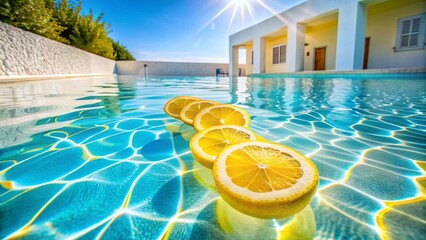 Wall Mural - Sparkling Lemon Water Background: Clean White Sunlight Reflections