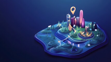 Poster - Futuristic floating city on water with glowing skyscrapers modern architecture and renewable energy infrastructure  Vibrant colorful digital of a sustainable innovative metropolis of the future