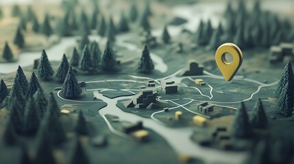 Aufkleber - GPS Navigation Map with Pointer Marking Outdoor Scenic Landscape Location for Hiking Trekking or Exploratory Adventure