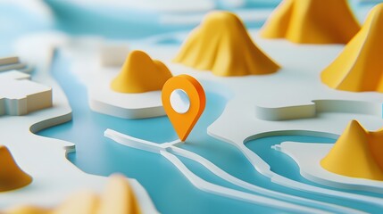 Leinwandbilder - GPS navigation pin markers on a digital map interface representing route planning travel wayfinding concepts
