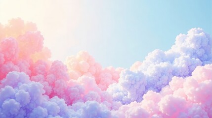 Aufkleber - Dreamlike Pastel Cloudscape A Serene and Ethereal Visual of Soft Pink, Lavender, and White Clouds Illuminated by Gentle Sunlight