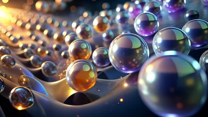 Poster - Exploring the beauty of shimmering orbs in a colorful abstract world filled with light and energy. Generative AI