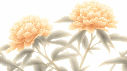 Sticker - Peach Peonies, Spring Bloom, Garden, Soft Focus, Design