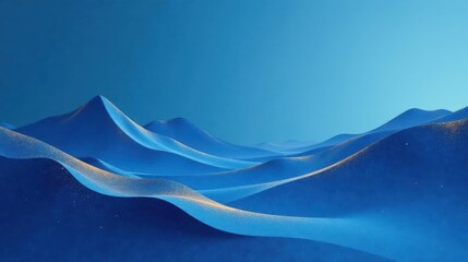 Aufkleber - Serene Blue Undulating Hills with Golden Dust Specks Under a Clear Sky