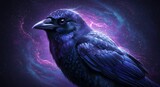 Digital painting depicts a raven against a cosmic background