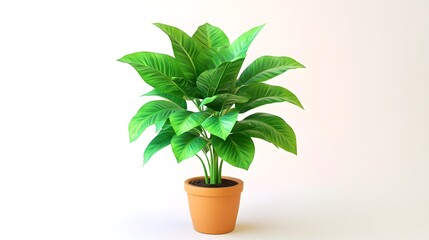 Fototapete - Lush Potted Tropical Plant Adding Natural Greenery to Modern Minimalist Interior Design