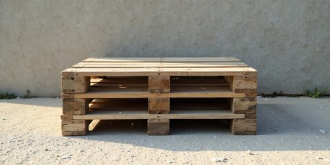 Poster - Rustic Wooden Pallet on Concrete Surface A Simple, Textured Composition for Design Projects
