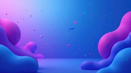 Poster - Abstract Colorful Liquid Forms with Floating Particles A Vivid and Dynamic Background Image